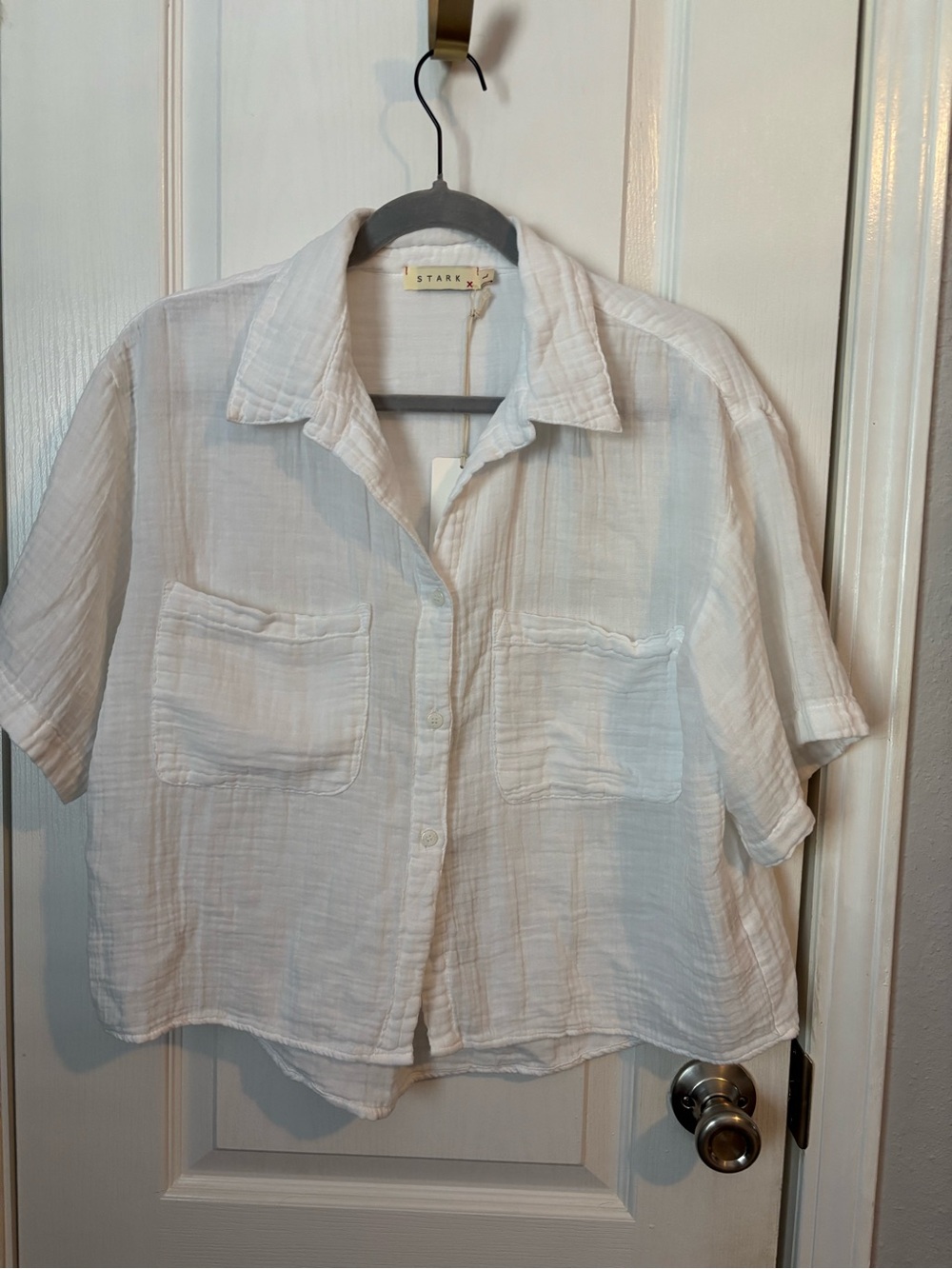 STARK White Cotton Gauze Button-Down Shirt